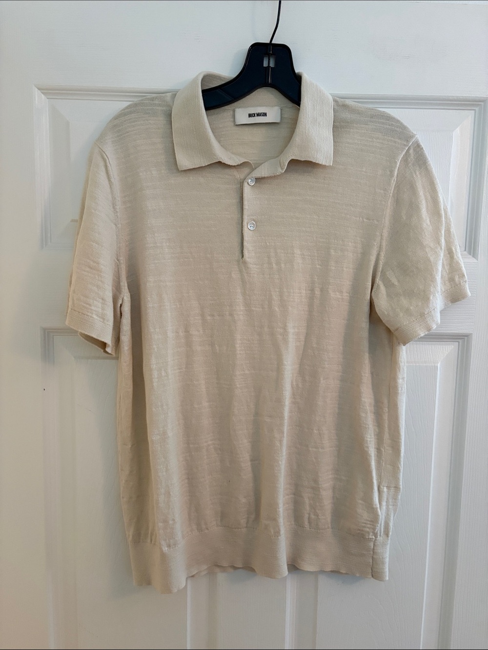 BUCK MASON Cream 100% Cotton Polo